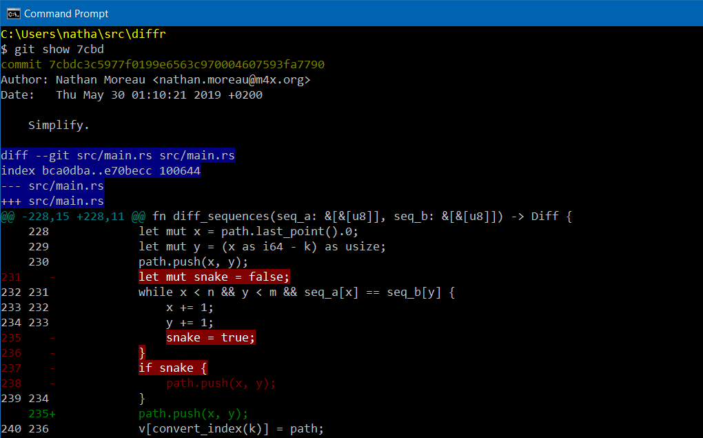 diffr highlighting word-level changes across non-consecutive hunks