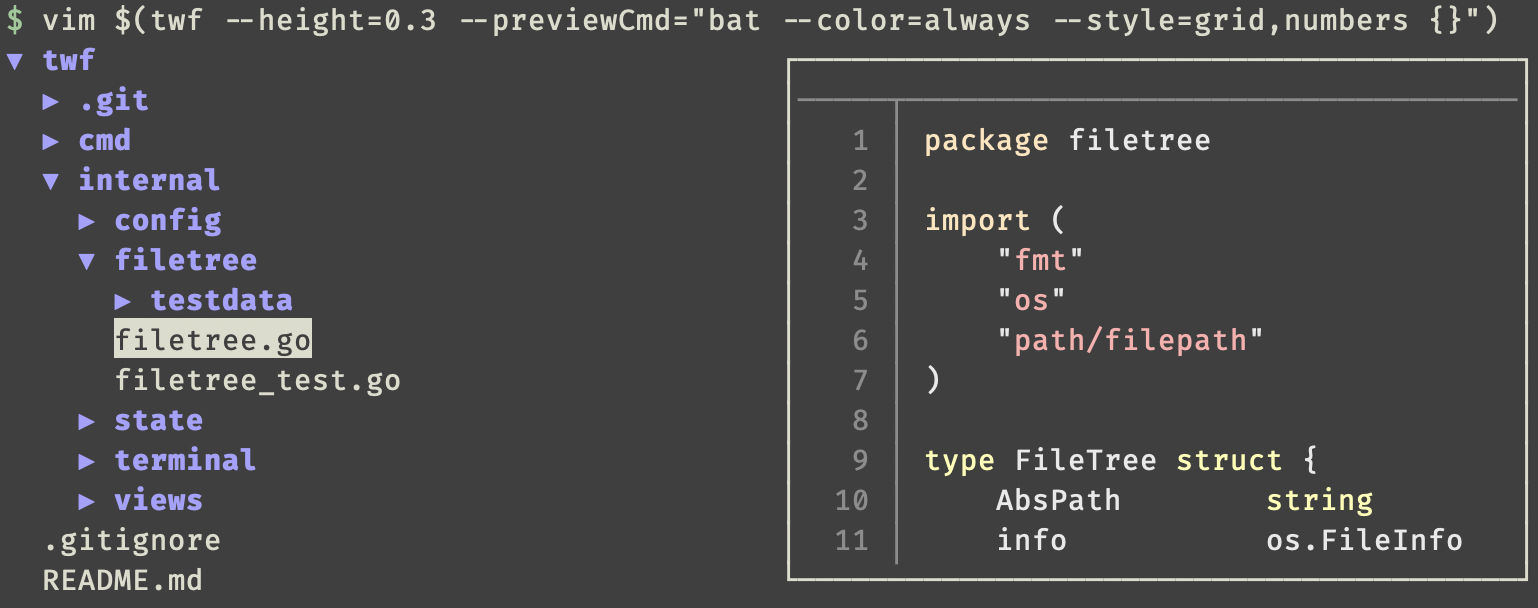 Interactive tree view with directory navigation and file selection